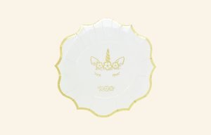 Gold Unicorn Plates 8pk