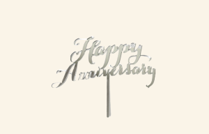 Anniversary Silver Mirror Cake Topper