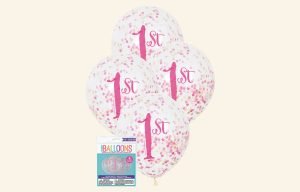 1st Confetti Balloons 6pk