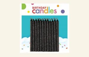 Black Glitter Candles 12pk