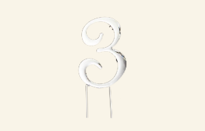Silver Number 3 Cake Topper