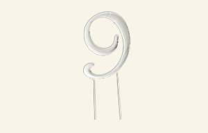 Silver Number 9 Cake Topper