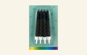 Metallic Black Candles 8pk
