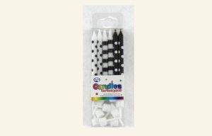 Black Printed Candles 12pk