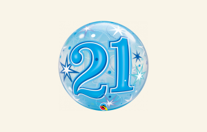 21st Bubble Balloon 56cm