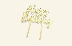 Happy Birthday Gold Mirror Cake Topper