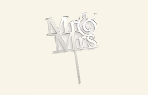 Mr & Mrs  Silver Mirror Cake Topper