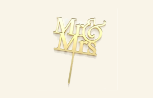 Mr & Mrs Gold Mirror Cake Topper