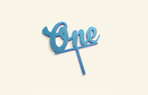 One Blue Glitter Cake Topper
