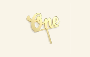 One Gold Mirror Cake Topper