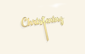 Christening Gold Mirror Cake Topper