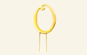 Gold Number 0 Cake Topper