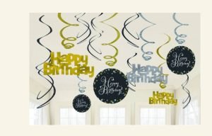 Gold Birthday Swirls