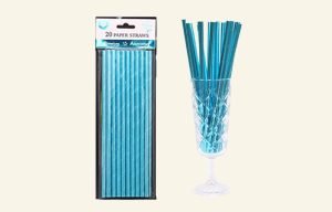 Metallic Blue Straws
