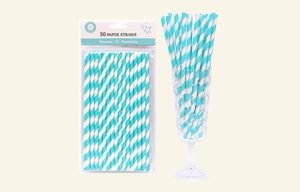 50 Teal Paper Straws