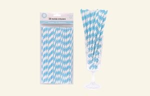50 Pastel Blue Paper Straws