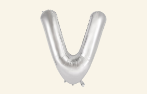 Silver Letter V Balloon