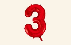 Red Number 3 Balloon