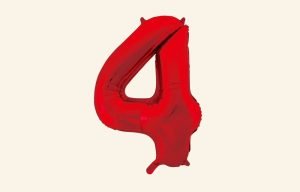 Red Number 4 Balloon