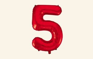 Red Number 5 Balloon