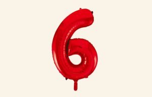 Red Number 6 Balloon