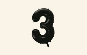 Black Number 3Balloon