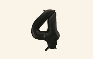 Black Number 4 Balloon