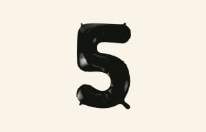 Black Number 5 Balloon