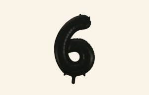 Black Number 6 Balloon