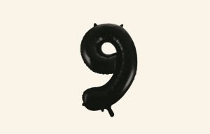 Black Number 9 Balloon