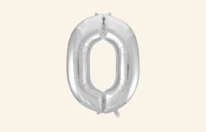 Silver Number 0 Balloon