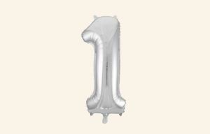 Silver Number 1 Balloon