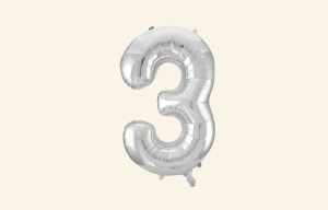 Silver Number 3 Balloon