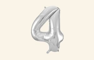 Silver Number 4 Balloon
