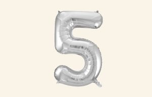 Silver Number 5 Balloon