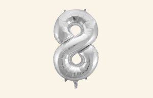 Silver Number 8 Balloon