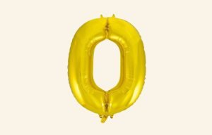 Gold Number 0 Balloon