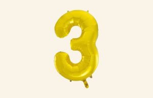 Gold Number 3 Balloon