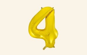 Gold Number 4 Balloon