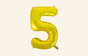 Gold Number 5 Balloon
