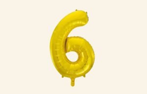 Gold Number 6 Balloon