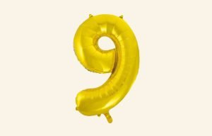 Gold Number 9 Balloon
