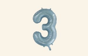 Light Blue Number 3 Balloon