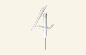 Silver Number 4 Cake Topper