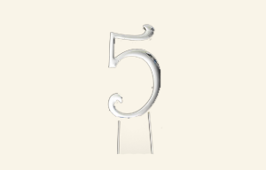 Silver Number 5 Cake Topper