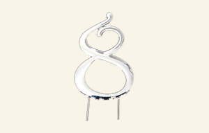 Silver Number 8 Cake Topper