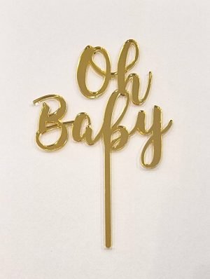 Oh Baby Gold Mirror Cake Topper
