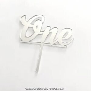 One Silver Mirror Cake Topper