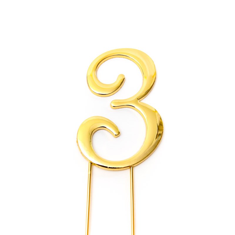 Gold Number 3 Cake Topper Queenparty