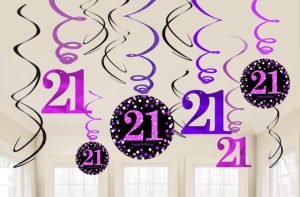 Pink 21st Swirl Decorations